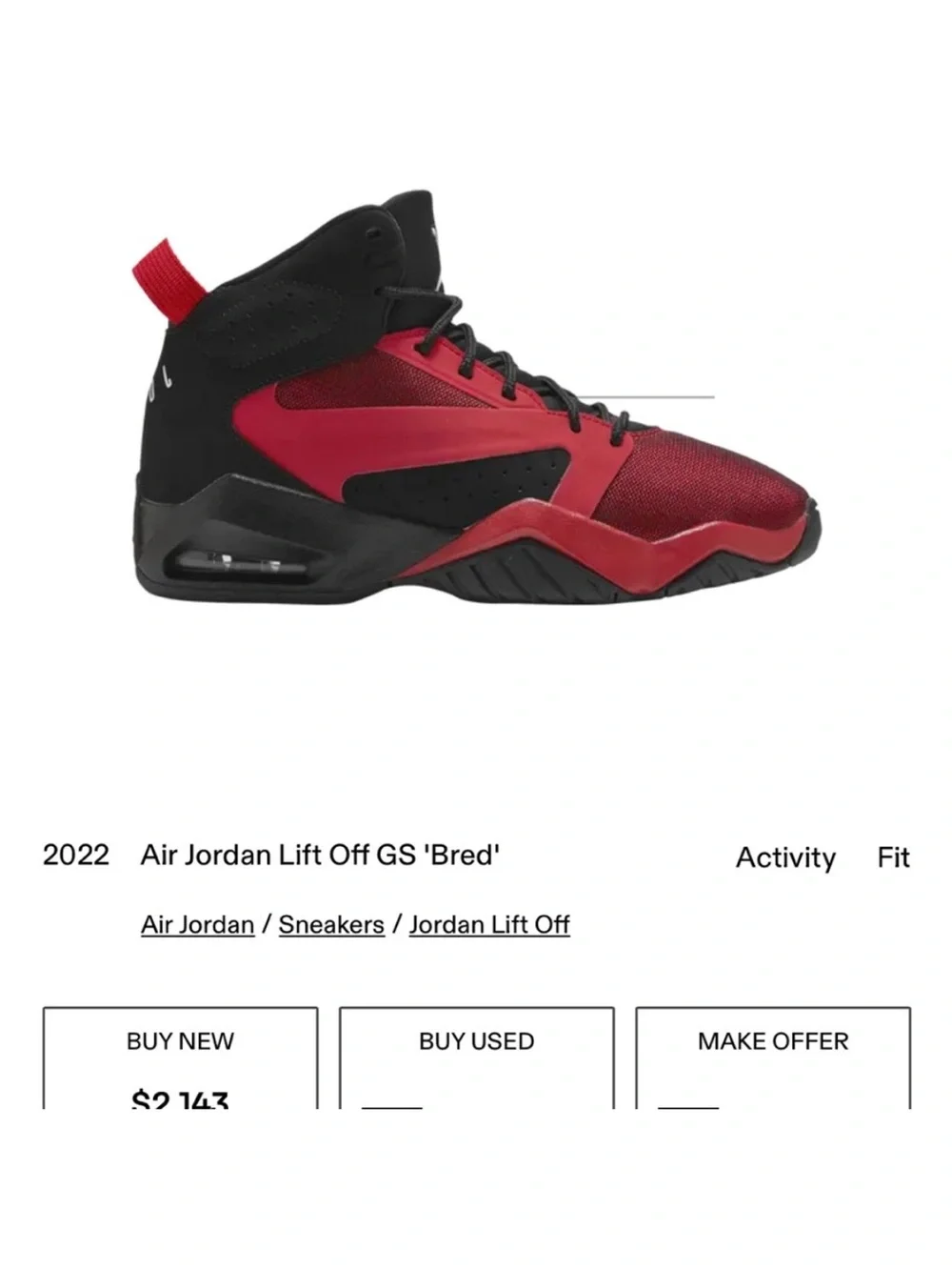 Jordan lift off Kids Red and Black Low-Top Sneakers